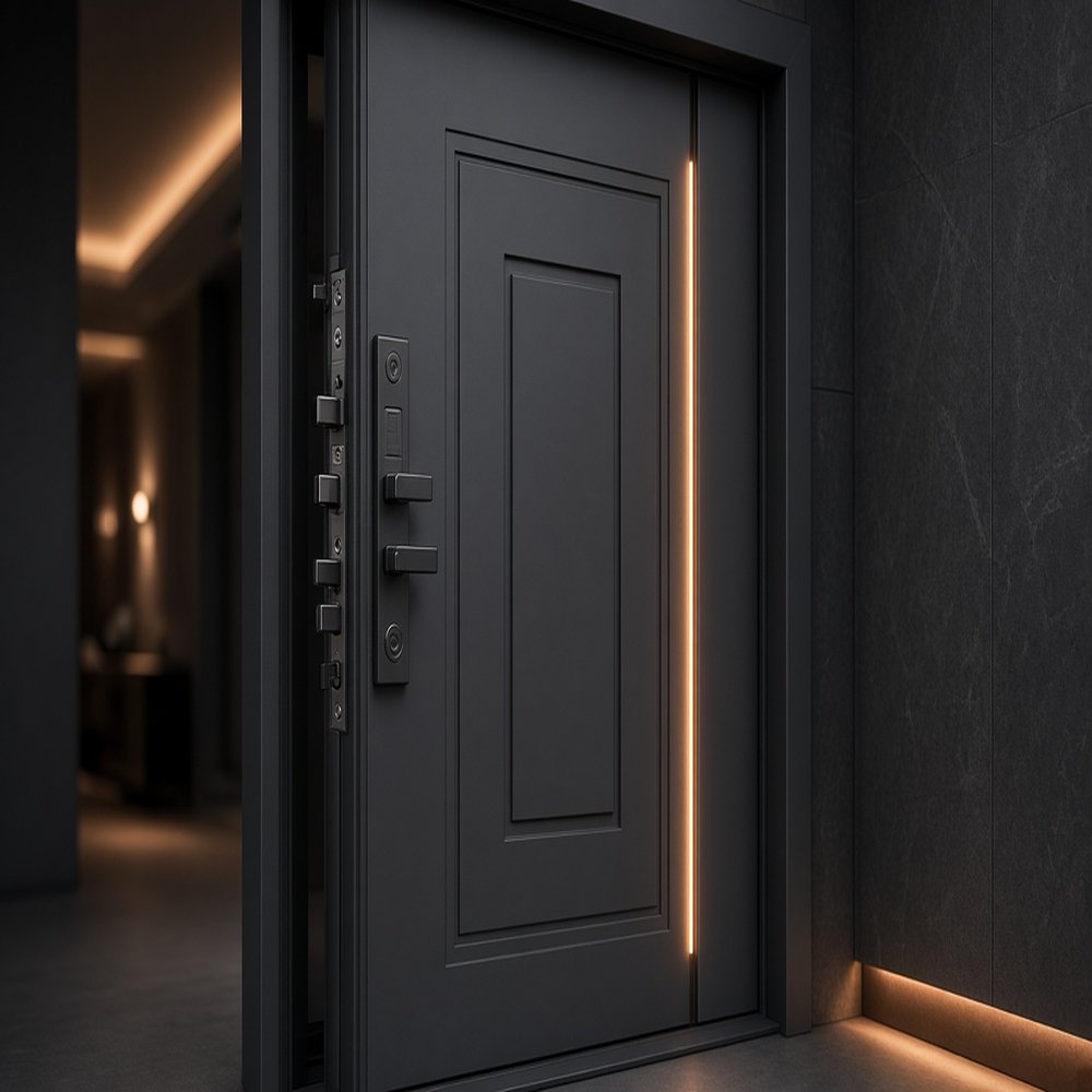 Puerta de seguridad de entrada con multipunto.