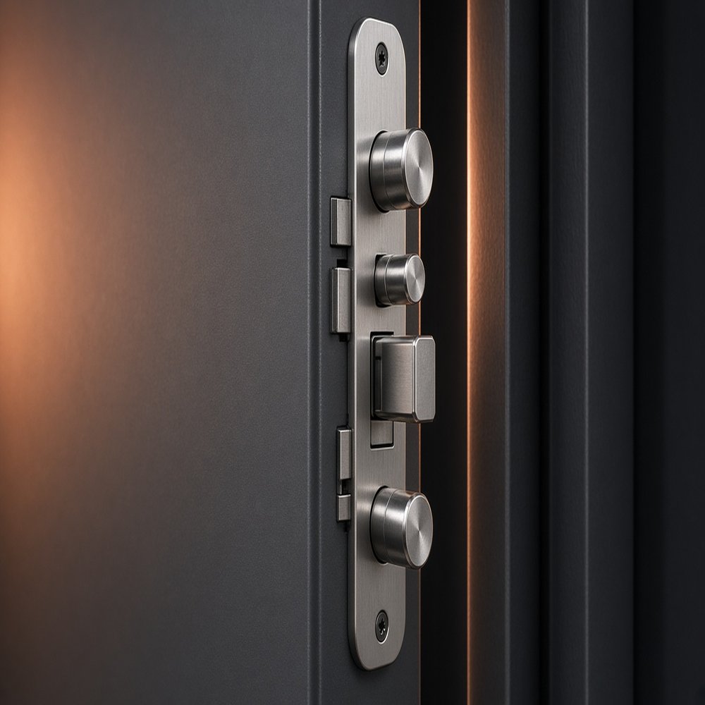 Canto de puerta de seguridad con pestillos.